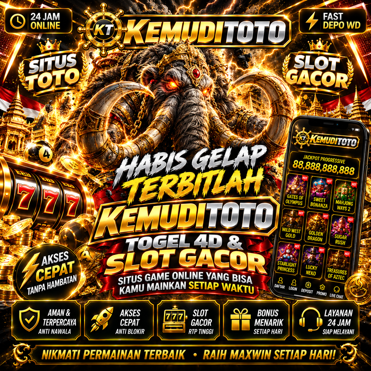 HABIS GELAP TERBITLAH KEMUDITOTO ⁉️TOGEL 4D & SLOT GACOR, SITUS GAME ONLINE YANG BISA KAMU MAINKAN SETIAP WAKTU