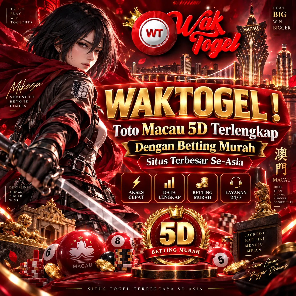 WAKTOGEL ! Toto Macau 5D Terlengkap Dengan Betting Murah Situs Terbesar Se-Asia